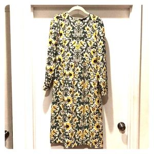 Zara Floral Print Midi Dress SZ M